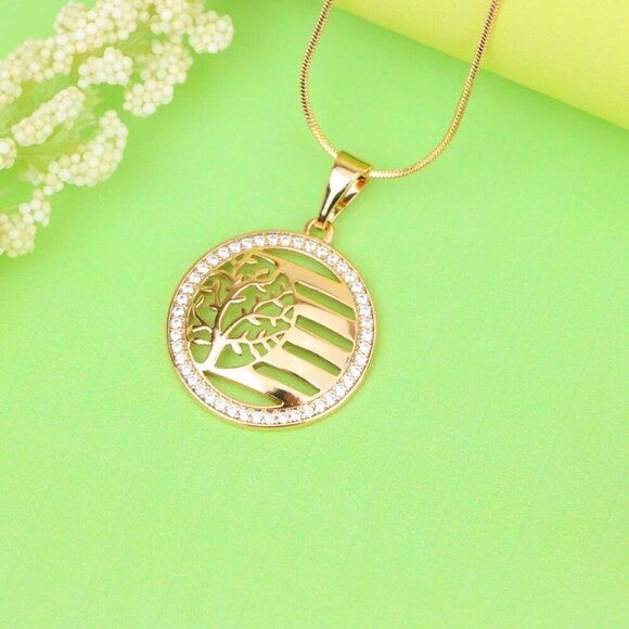 "Tree of Life Circle Pendant in Rose Gold, XPPT1322 - Picture 12 of 13